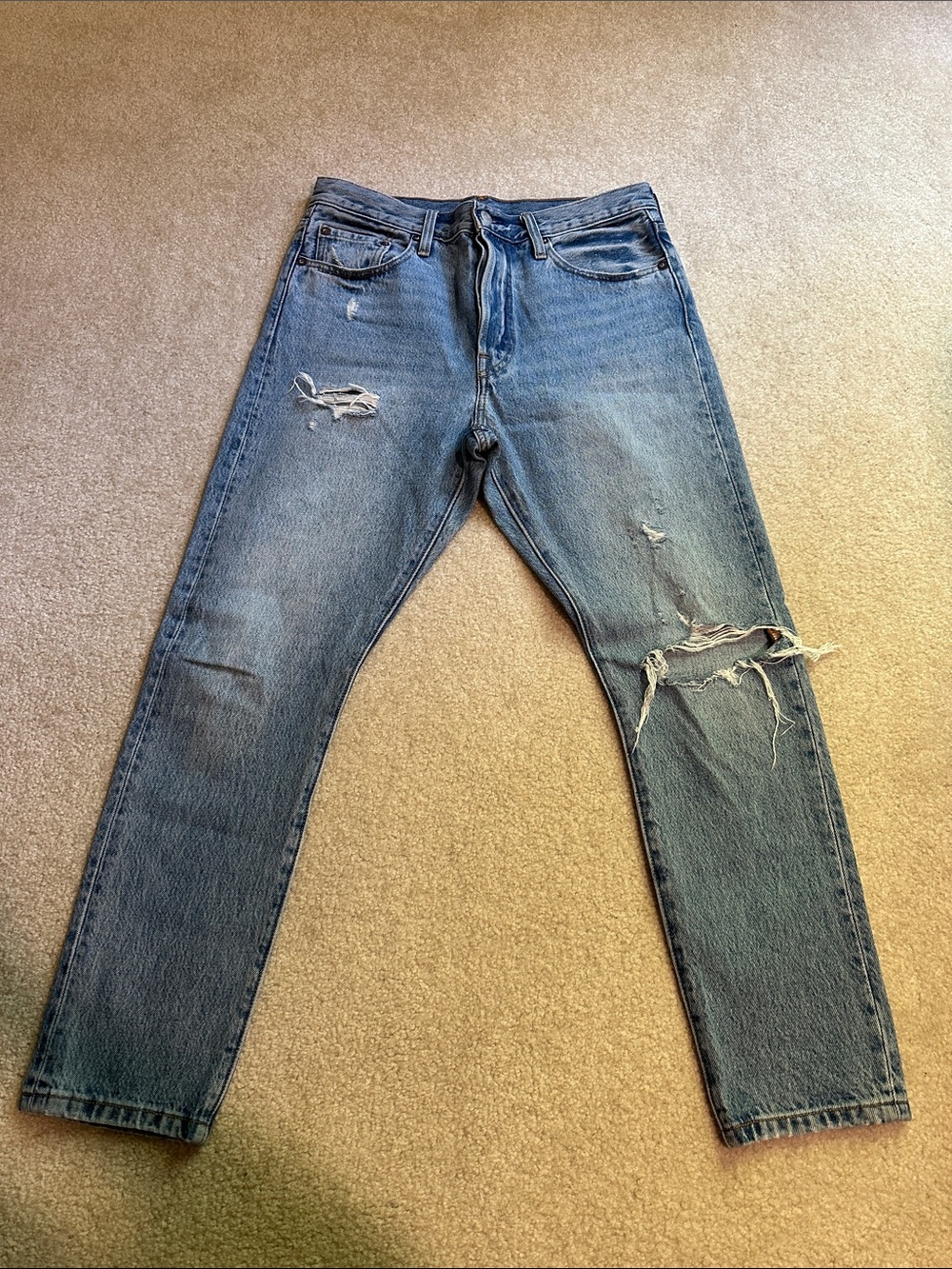Levi's Distressed Slim Straight Blue Jeans